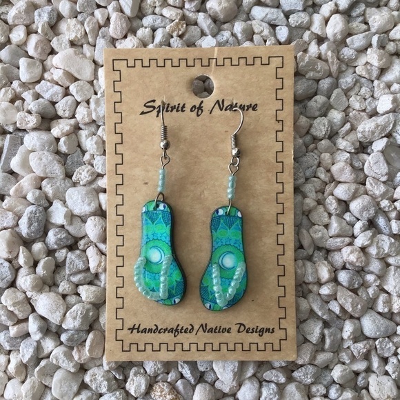 NEW Flip Flop Earrings AQUA MOON French Wire Pierced Spirit of Nature Drop Boho - Picture 3 of 6